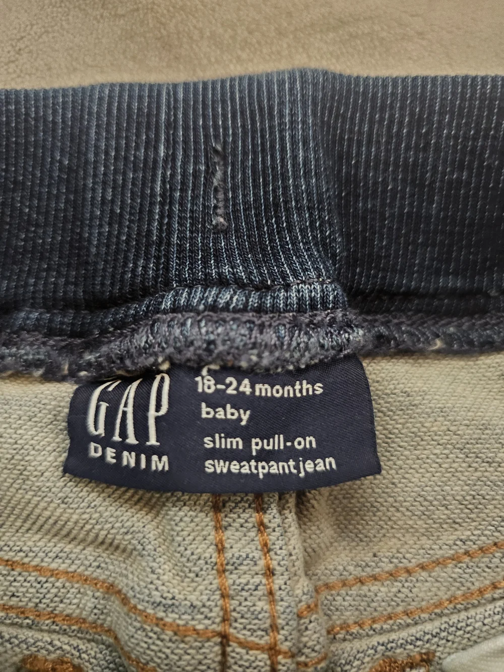 GAP Baby Slim Pull-On Sweatpant Jean - Navy and Light Blue